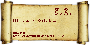 Blistyik Koletta névjegykártya